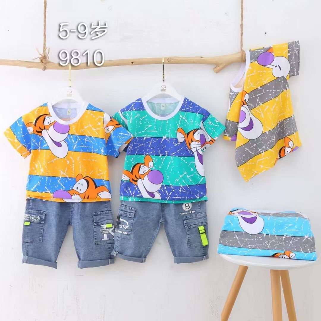 服装低价尾货-男童夏装休闲套装跑量款5-9岁