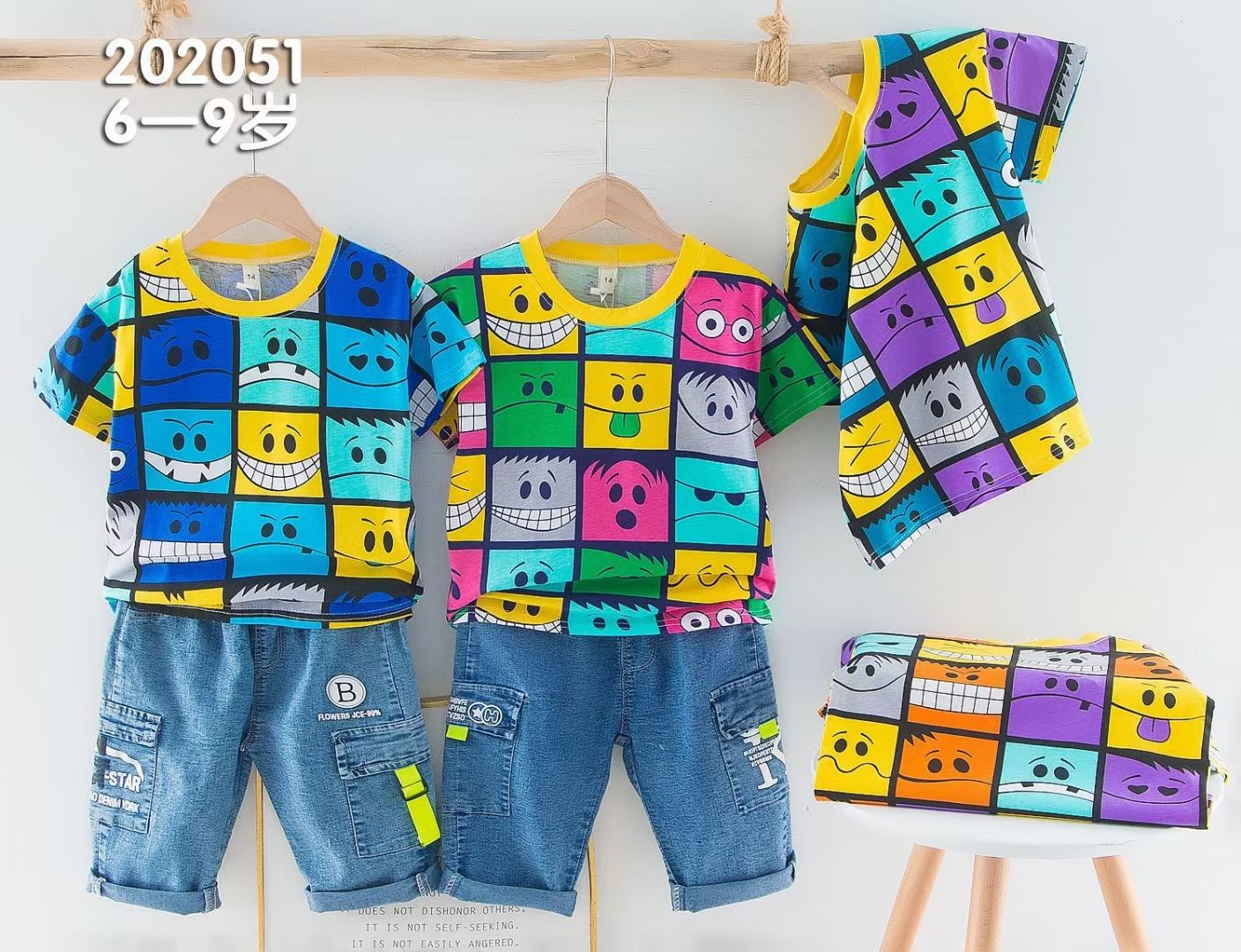 服装低价尾货-男童夏装休闲套装跑量款6-9岁
