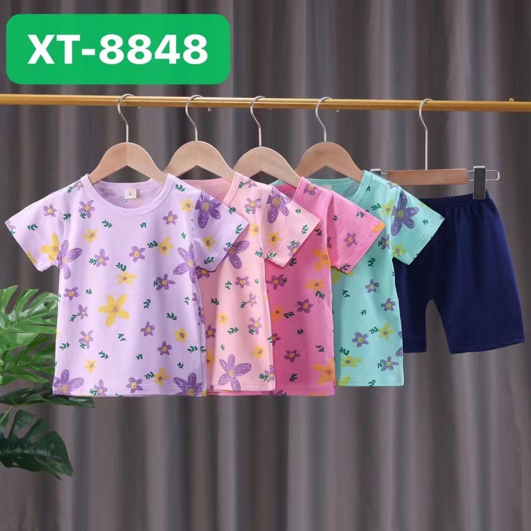 女童花纹小体恤外贸货-偶来送服装新品